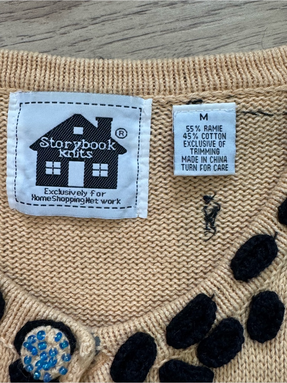 Storybook Knits Cream Cardigan with Sequin Leopard Motif - Picture 5 of 5